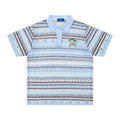 Men's printed casual shirt in yellow or blue with elastic polyester fabric and short sleeves