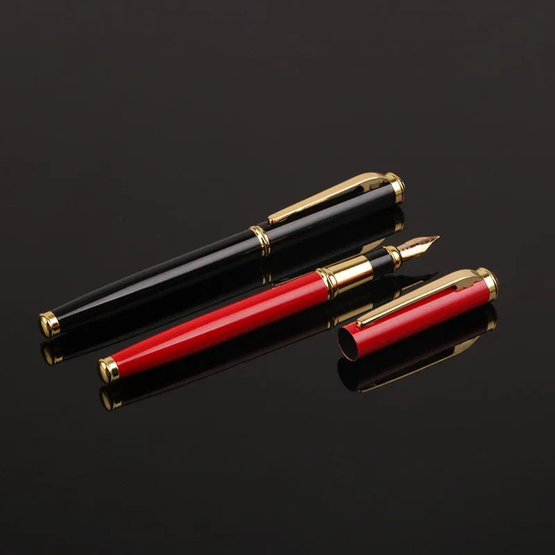 Red and black metal fountain pens with 0.5mm nibs for office and gift use.