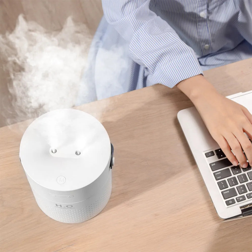 Slim USB rechargeable bedroom humidifier with colour-changing light and 1.1L water tank