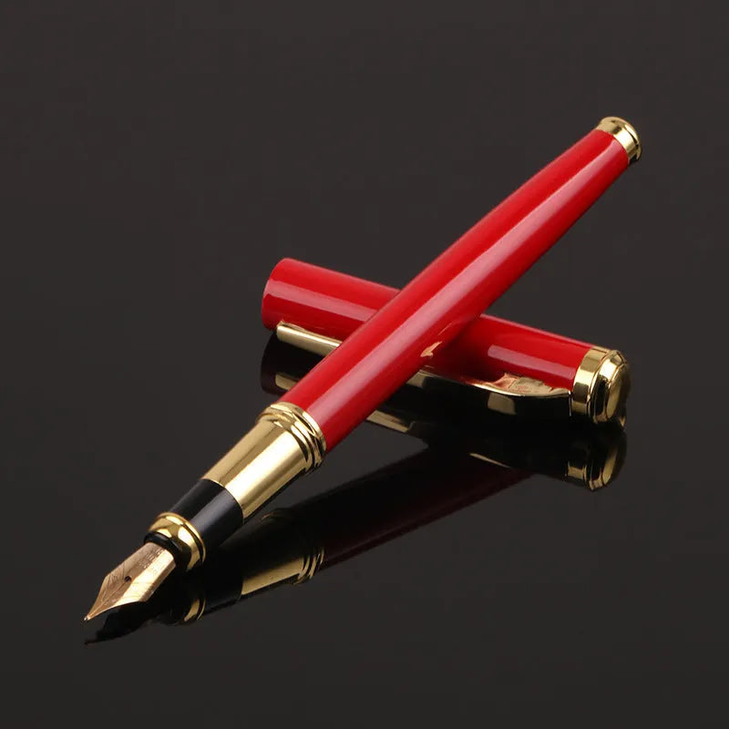 Red and black metal fountain pens with 0.5mm nibs for office and gift use.