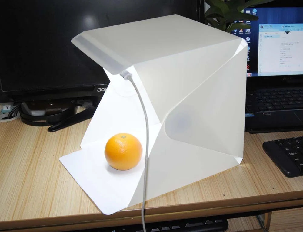40cm folding photography light box with adjustable colour temperature and six coloured background cloths