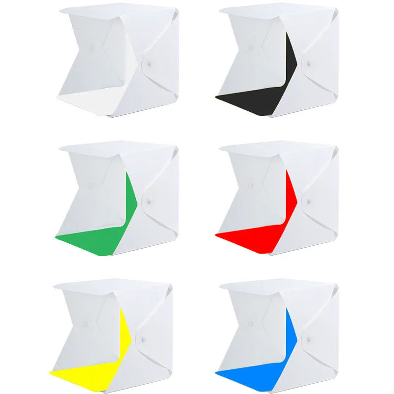 40cm folding photography light box with adjustable colour temperature and six coloured background cloths