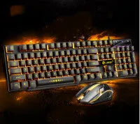 Limei GTX300 black and white gaming keyboard and mouse set with backlit keys on desktop