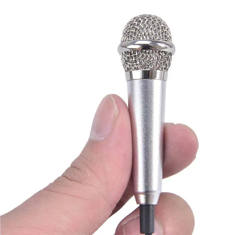 T3 mini condenser wired microphone with 3.5mm plug for mobile phone karaoke in blue, gold, red, or silver.