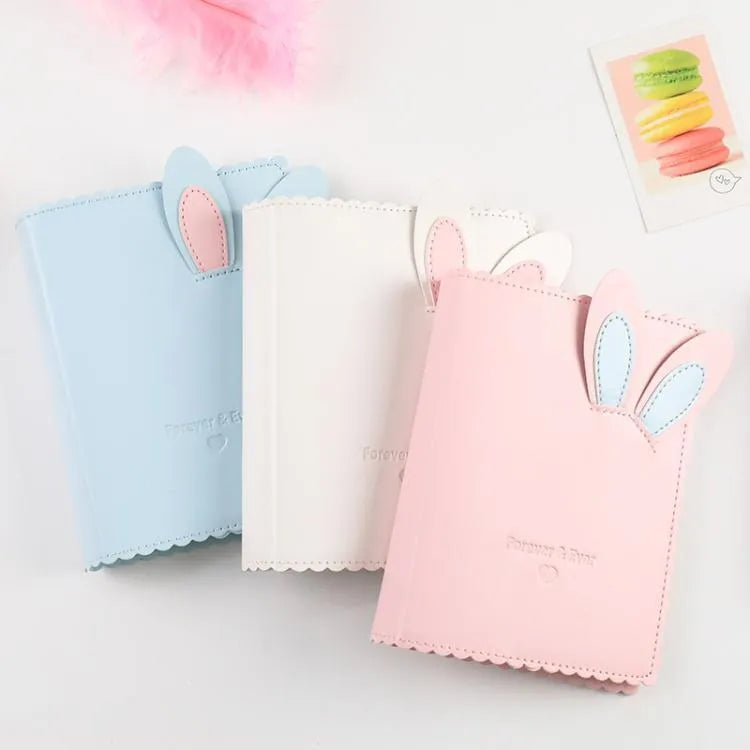 Cute bunny style mini photo album in pink, blue, or white with 16 loose-leaf pages