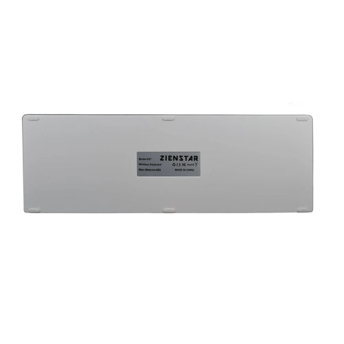 Ultra-thin rechargeable Bluetooth keyboard for tablets and mobile phones showing 104-key layout