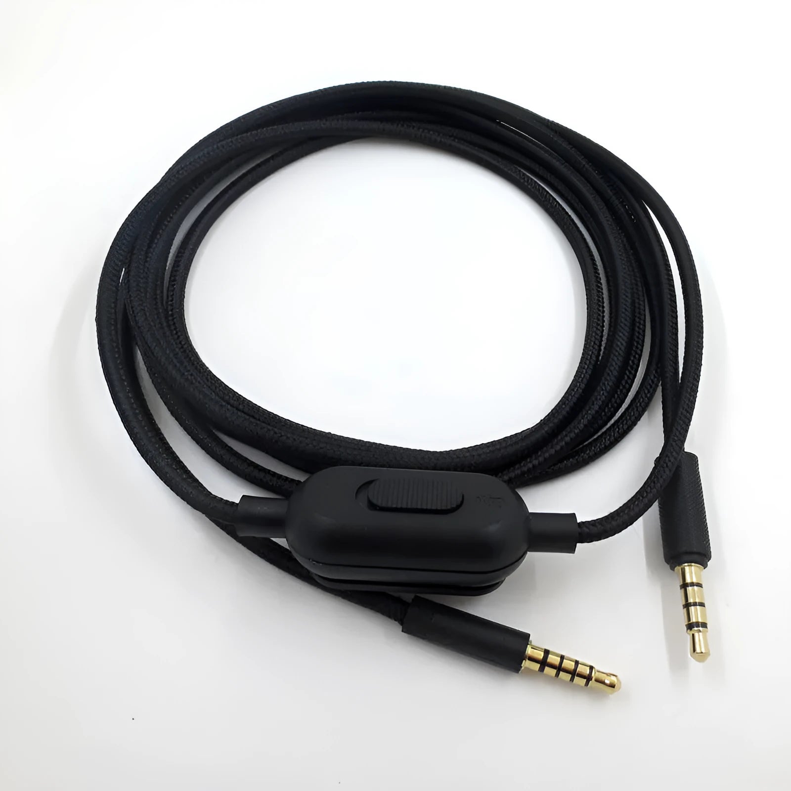 Black universal audio cable with oxygen-free copper core for game headset replacement on digital devices