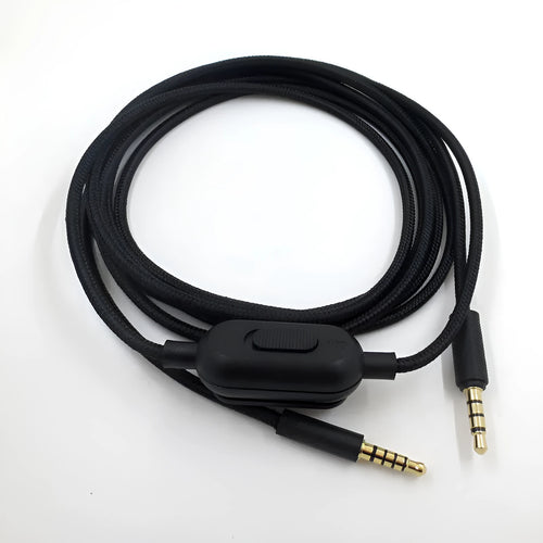 Black universal audio cable with oxygen-free copper core for game headset replacement on digital devices