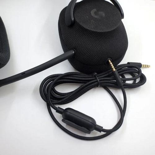 Black universal audio cable with oxygen-free copper core for game headset replacement on digital devices