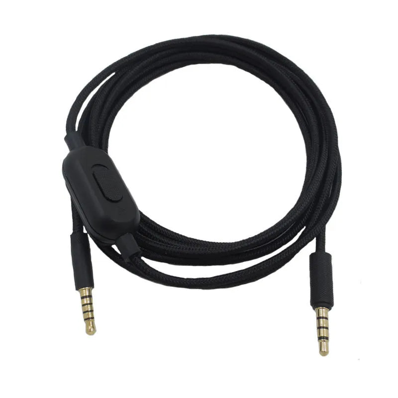 Black universal audio cable with oxygen-free copper core for game headset replacement on digital devices