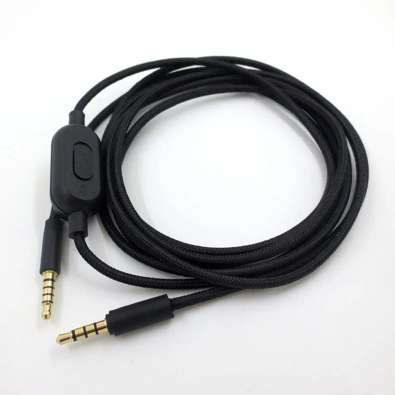 Black universal audio cable with oxygen-free copper core for game headset replacement on digital devices