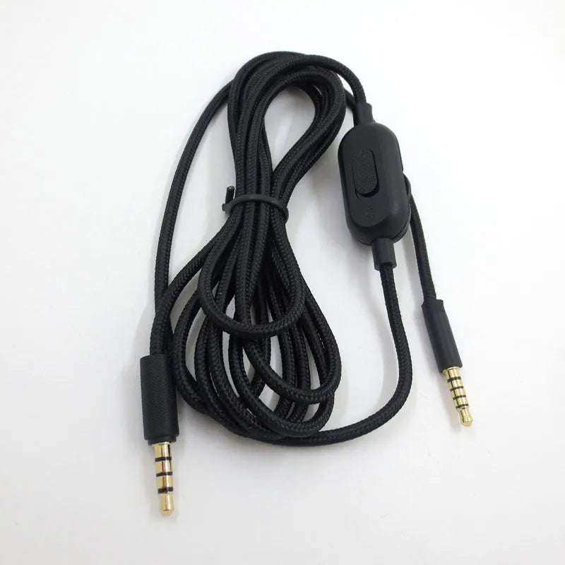 Black universal audio cable with oxygen-free copper core for game headset replacement on digital devices