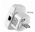 Black and white WiFi signal amplifier with multiple plug types for UK EU US AU outlets