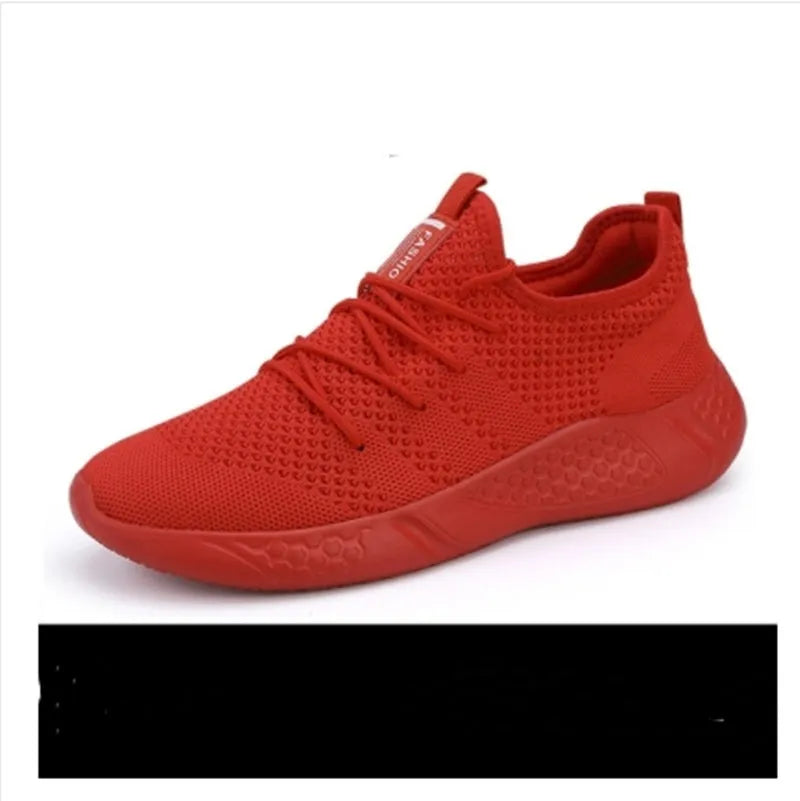 Men's black and white mesh casual sneaker with PVC sole and lace-up closure on a plain background.