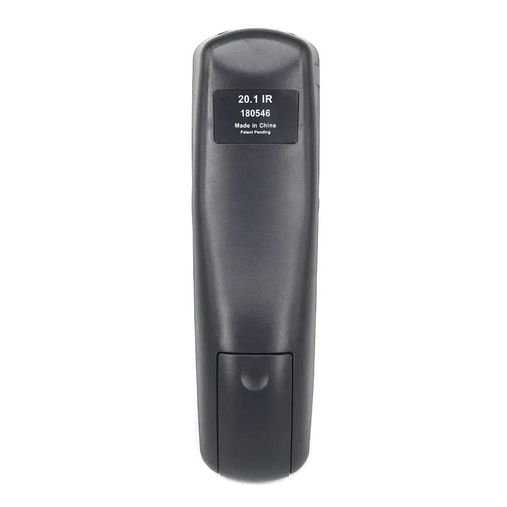 Black universal remote control for DISH Network satellite receivers with flat design and complete button layout