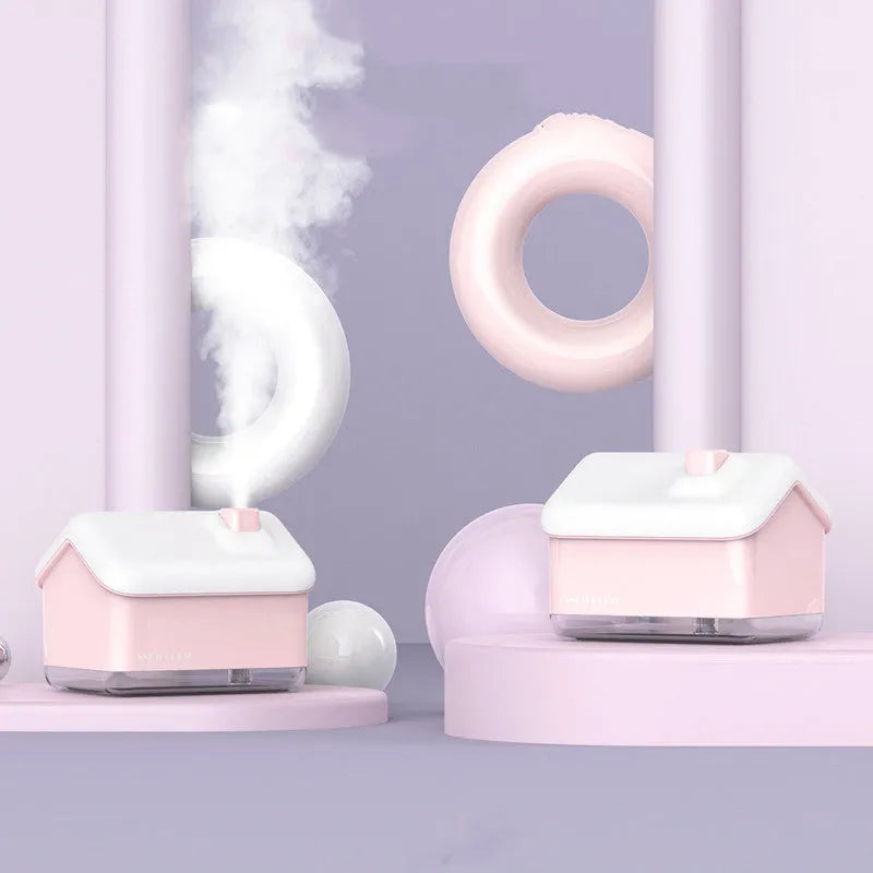 White ultrasonic humidifier diffuser with LED lights and 300ml water tank