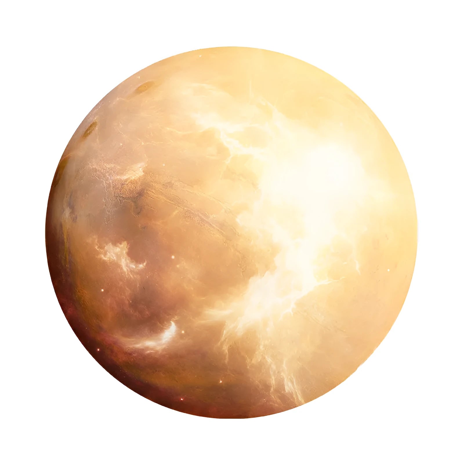 Round planet pattern mouse pad with natural rubber base and silk cloth surface.