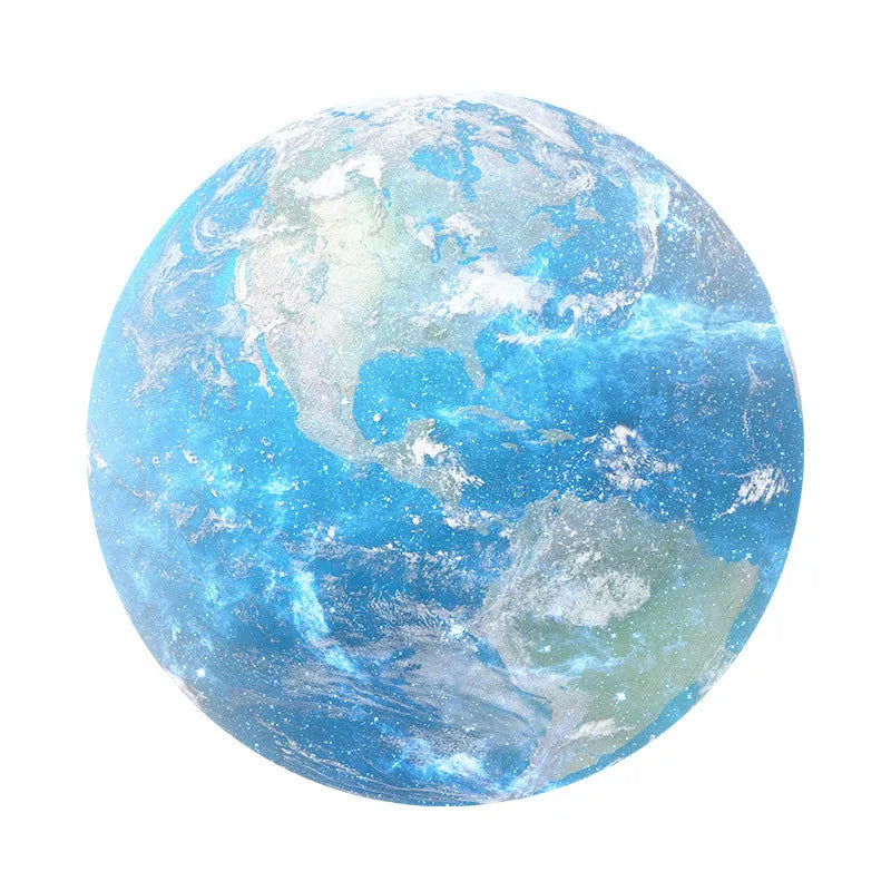 Round planet pattern mouse pad with natural rubber base and silk cloth surface.