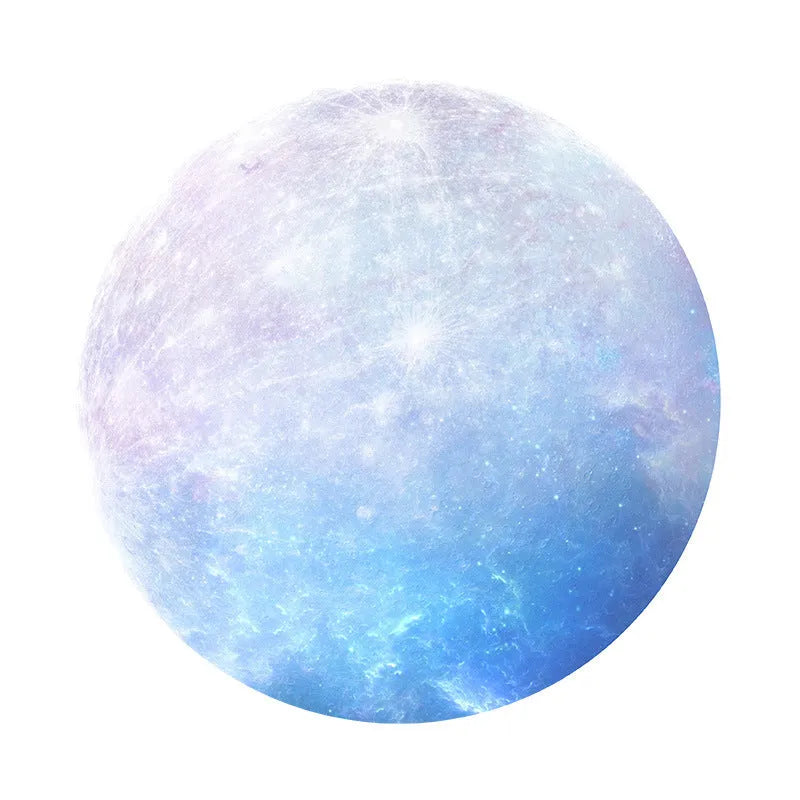 Round planet pattern mouse pad with natural rubber base and silk cloth surface.