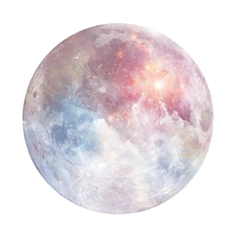 Round planet pattern mouse pad with natural rubber base and silk cloth surface.