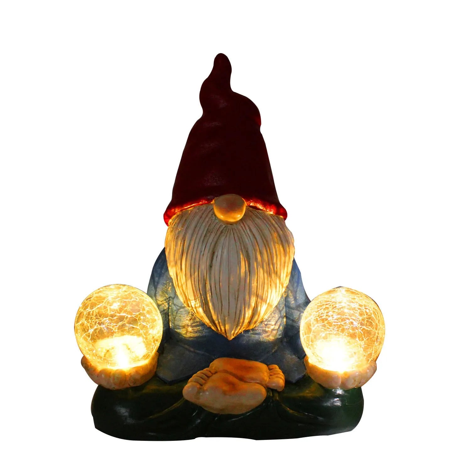 Solar-powered resin dwarf doll garden ornament measuring 27x20cm in faceless old man style