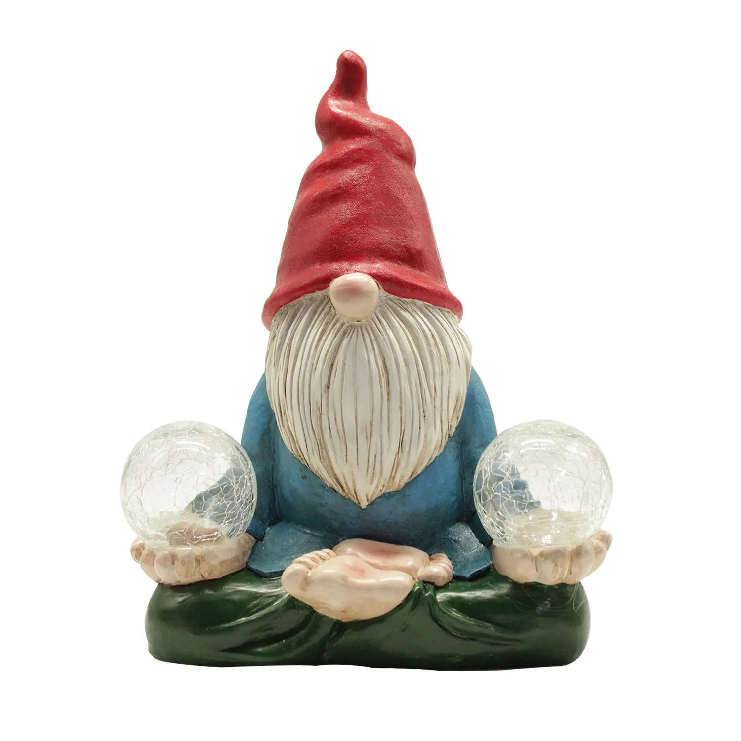 Solar-powered resin dwarf doll garden ornament measuring 27x20cm in faceless old man style