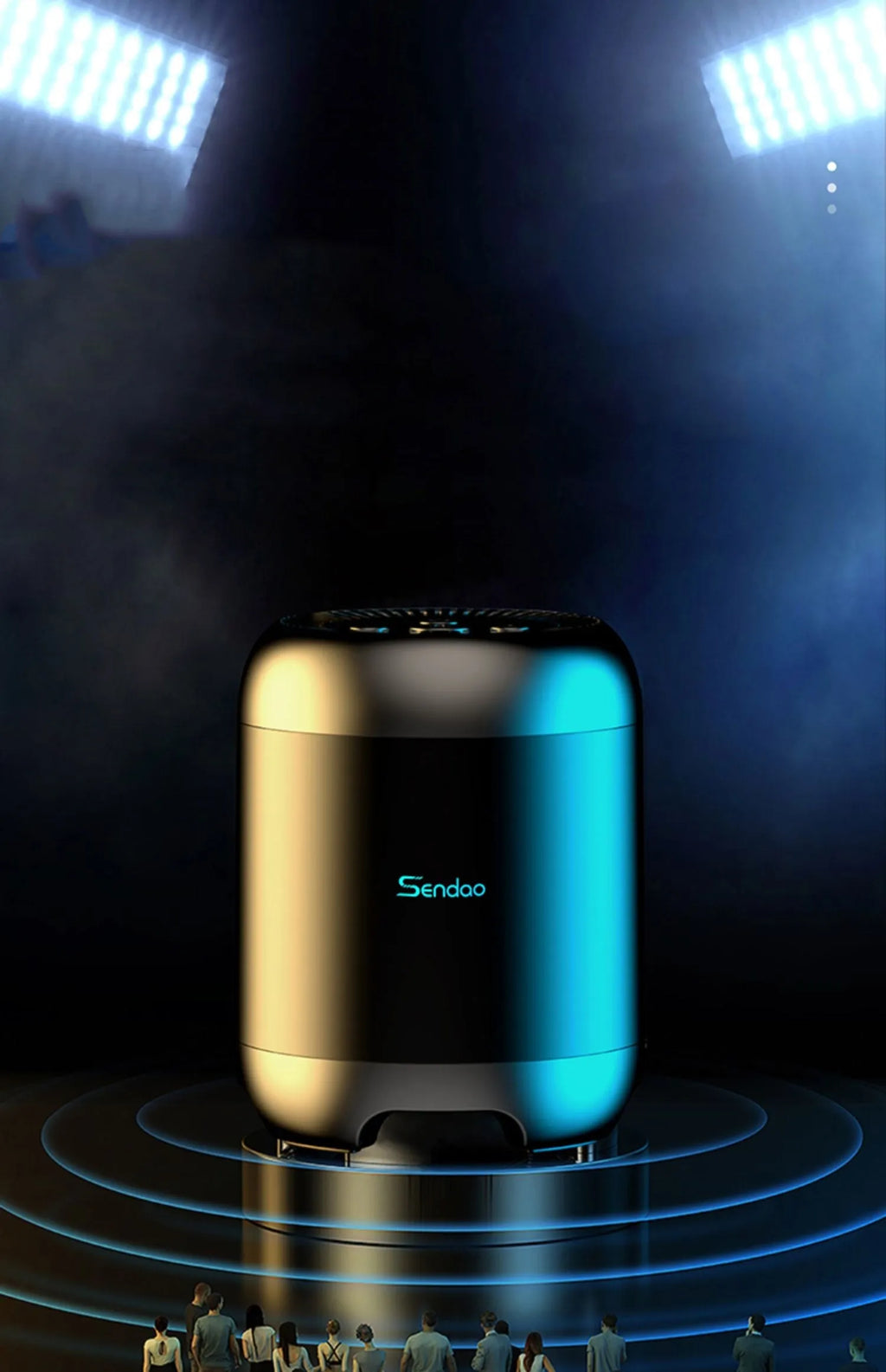 Small black or white wireless Bluetooth speaker with subwoofer body, card reader slot and USB port, 90x73x73mm size