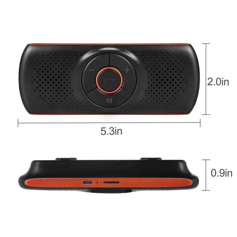 Orange plastic Bluetooth car hands-free kit with speaker for sun visor mounting