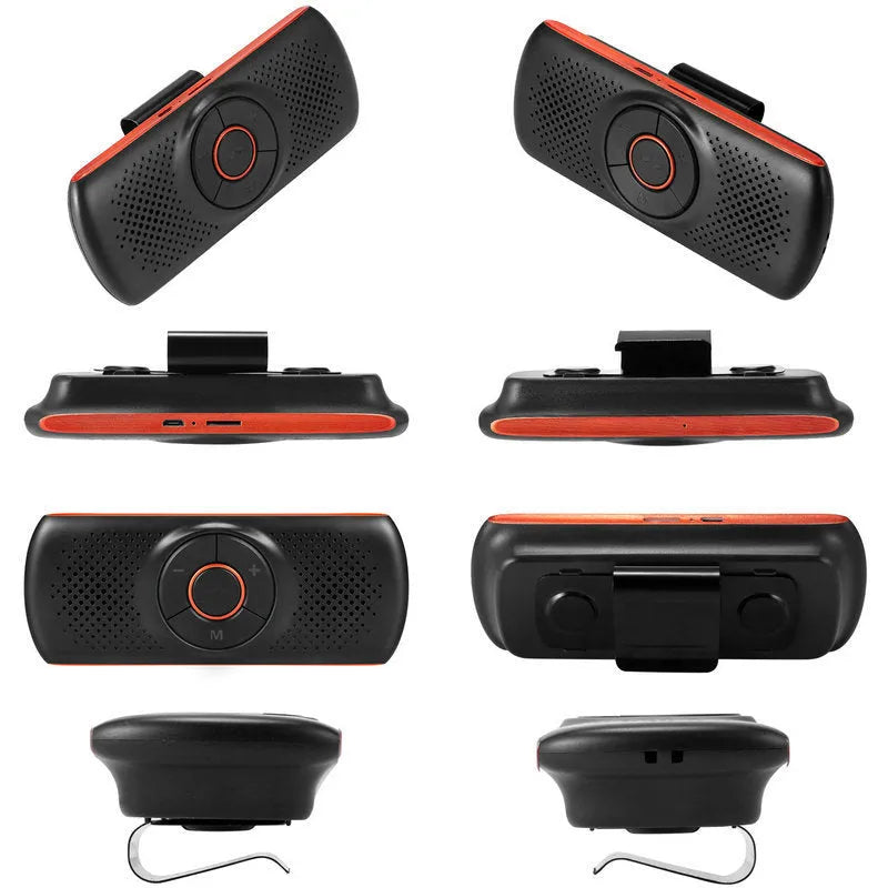 Orange plastic Bluetooth car hands-free kit with speaker for sun visor mounting
