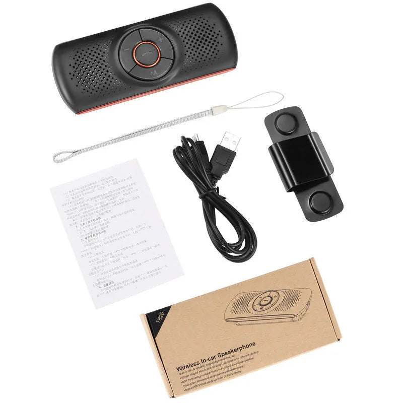 Orange plastic Bluetooth car hands-free kit with speaker for sun visor mounting