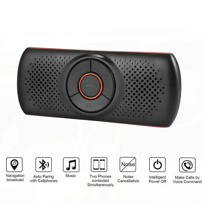 Orange plastic Bluetooth car hands-free kit with speaker for sun visor mounting