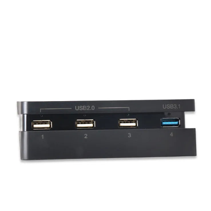 Black PS4 Slim USB hub extender with multiple USB 2.0 and 3.0 ports for console accessories
