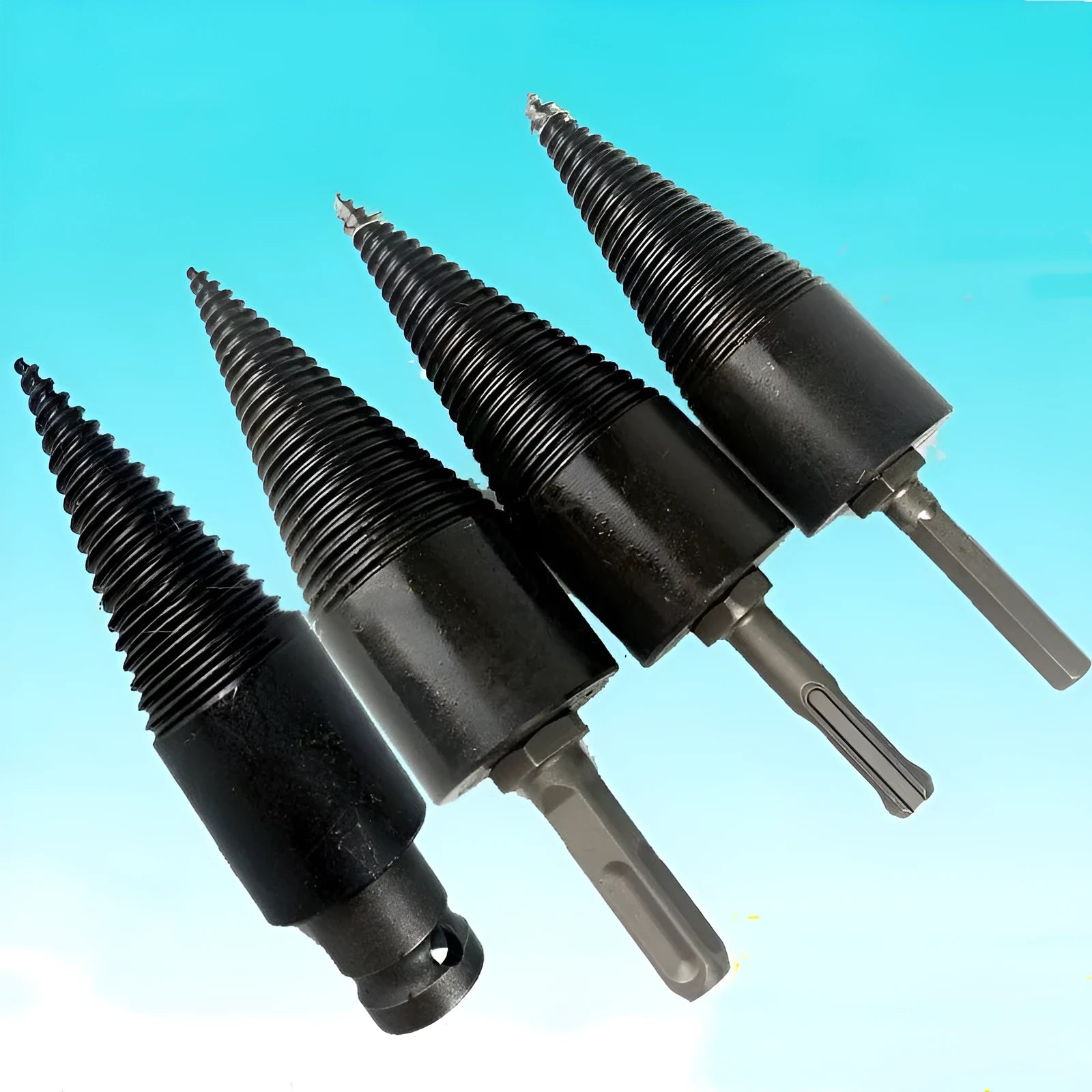 Hexagonal firewood splitting drill bit attachment for electric tools in 32mm and 42mm sizes