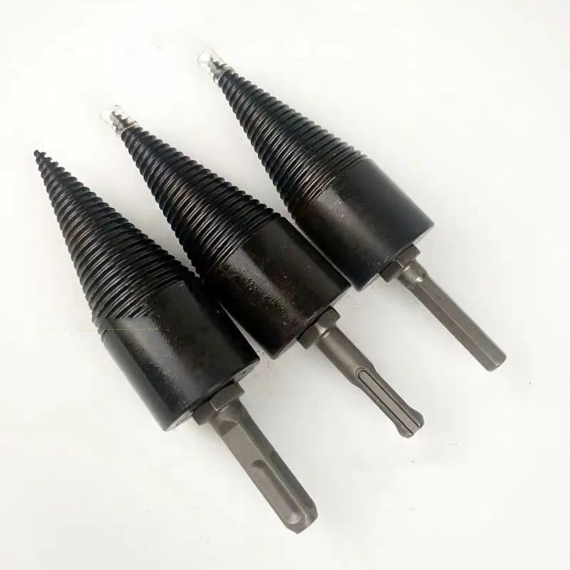 Hexagonal firewood splitting drill bit attachment for electric tools in 32mm and 42mm sizes