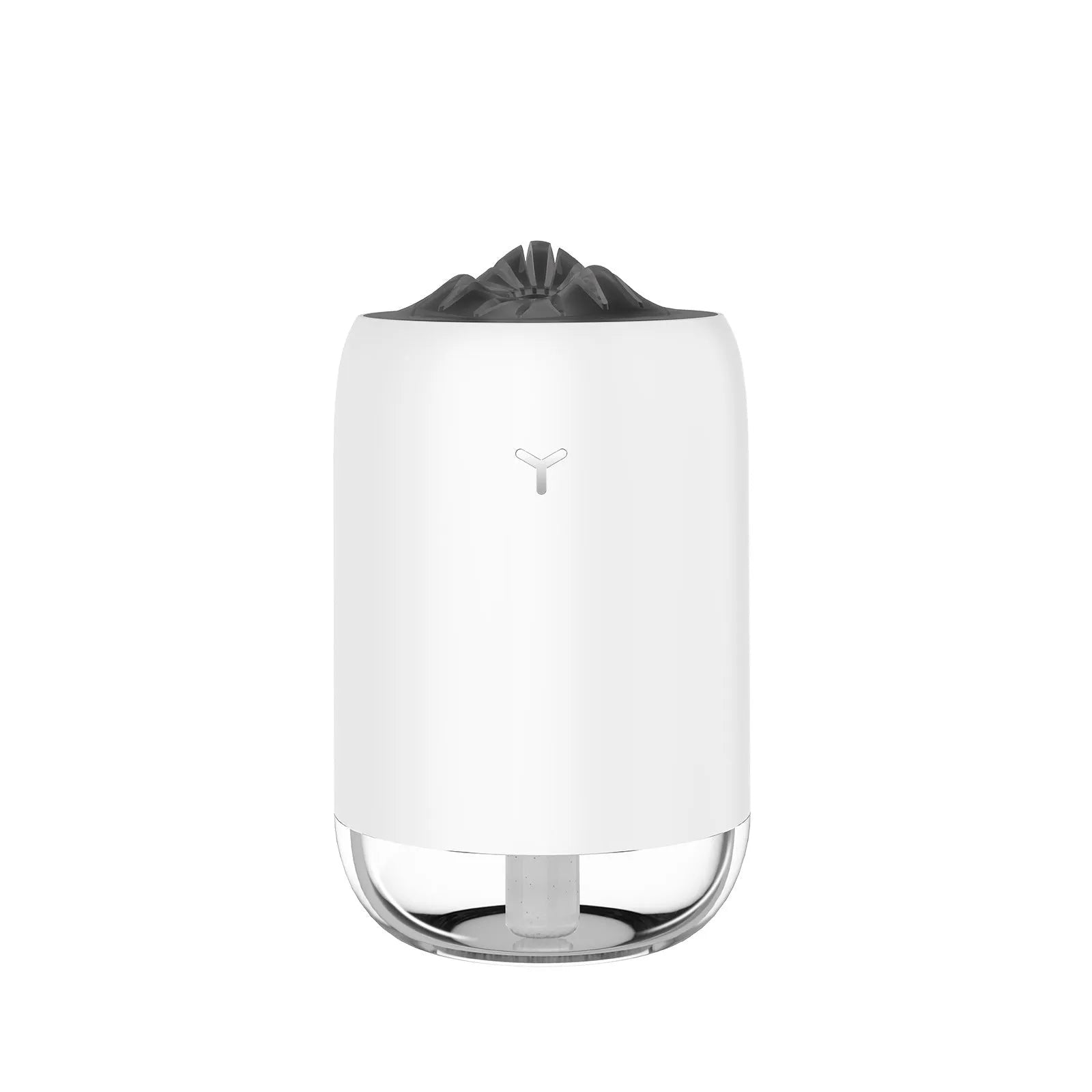 White Magic Flame ultrasonic humidifier diffuser with columnar design and single mist outlet on a desktop