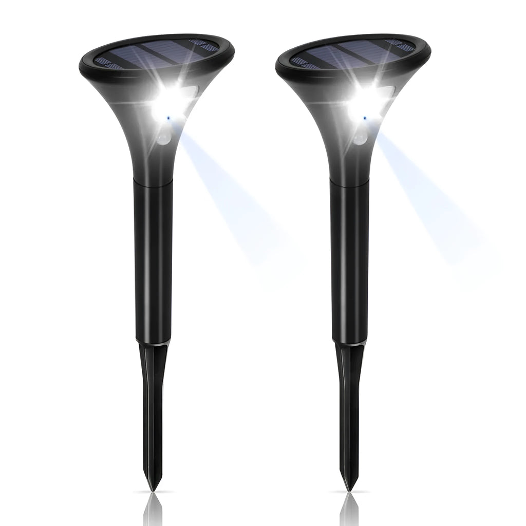 Solar induction ground plug light for outdoor garden pathways with ground spike installation