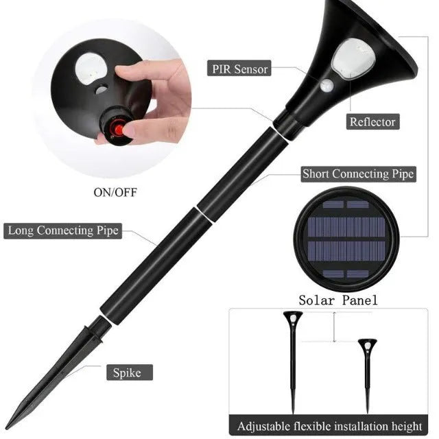 Solar induction ground plug light for outdoor garden pathways with ground spike installation