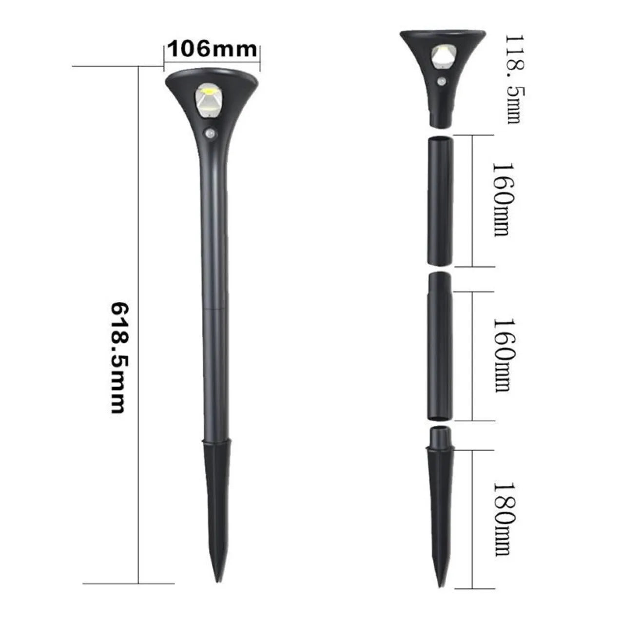 Solar induction ground plug light for outdoor garden pathways with ground spike installation