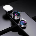 Universal mobile phone fill light attachment with interchangeable wide angle and macro lenses for smartphone photography