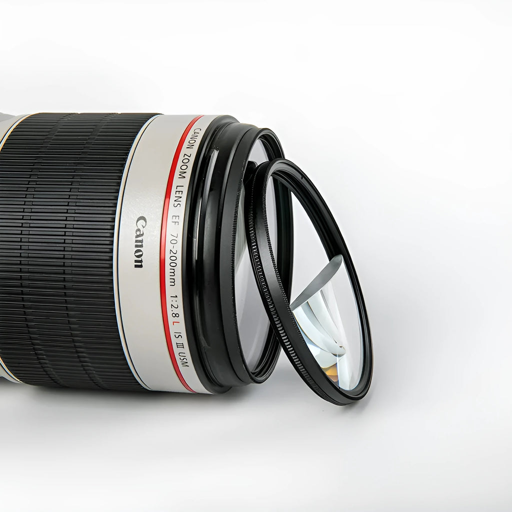77mm split focus half moon mirror filter for SLR cameras with semi-blur effect