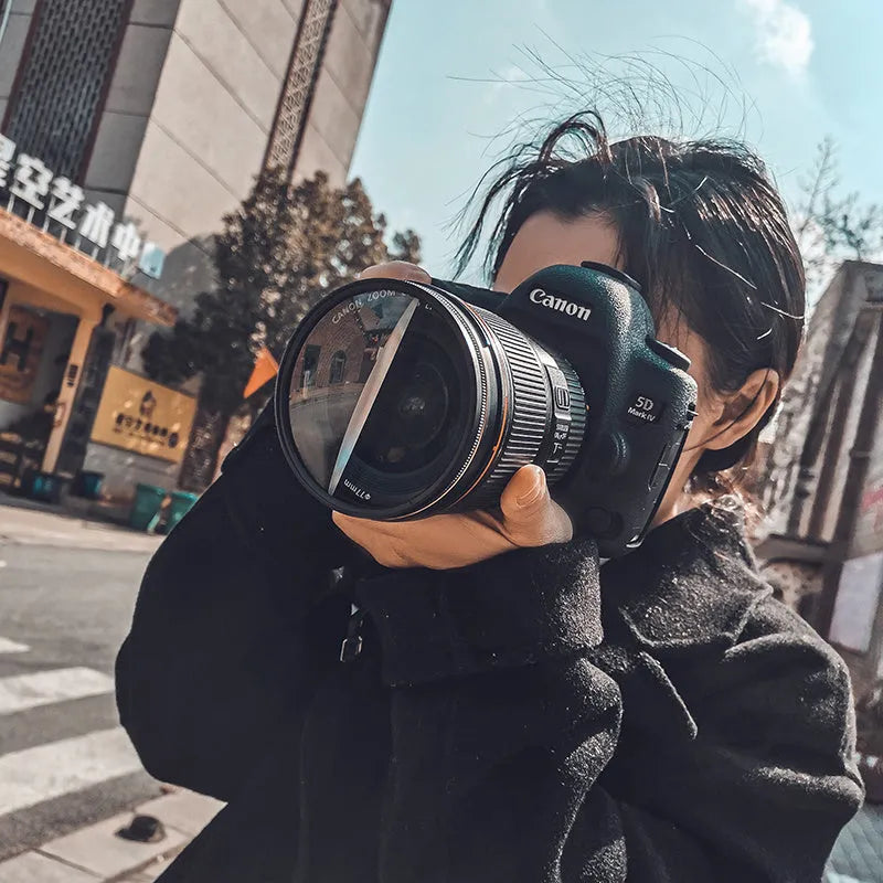 77mm split focus half moon mirror filter for SLR cameras with semi-blur effect