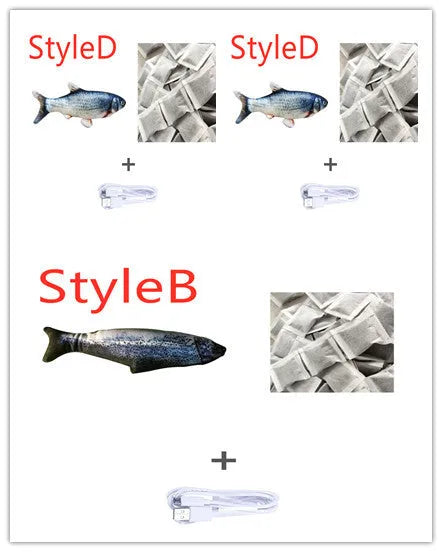 Electronic jumping fish simulation cat toy without catnip, 30cm multicolour design with USB charging