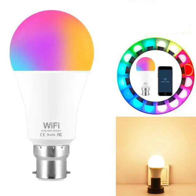 15W WiFi smart light bulb with RGB colour changing and dimmable white light