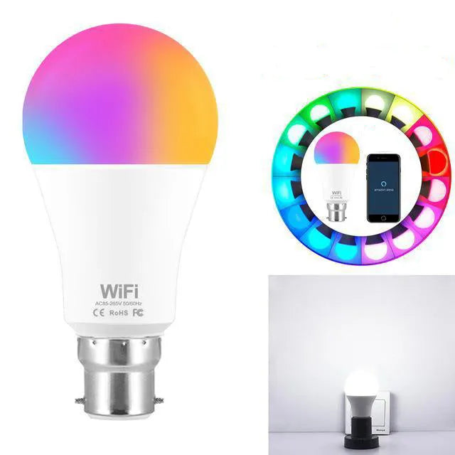 15W WiFi smart light bulb with RGB colour changing and dimmable white light