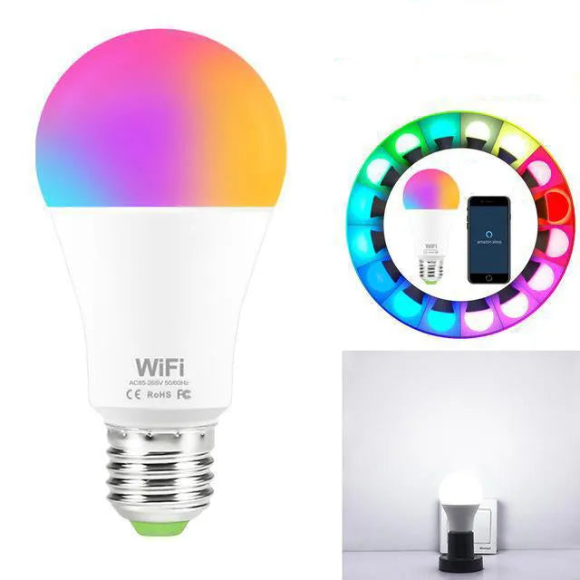 15W WiFi smart light bulb with RGB colour changing and dimmable white light