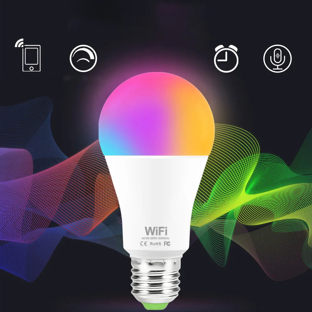 15W WiFi smart light bulb with RGB colour changing and dimmable white light