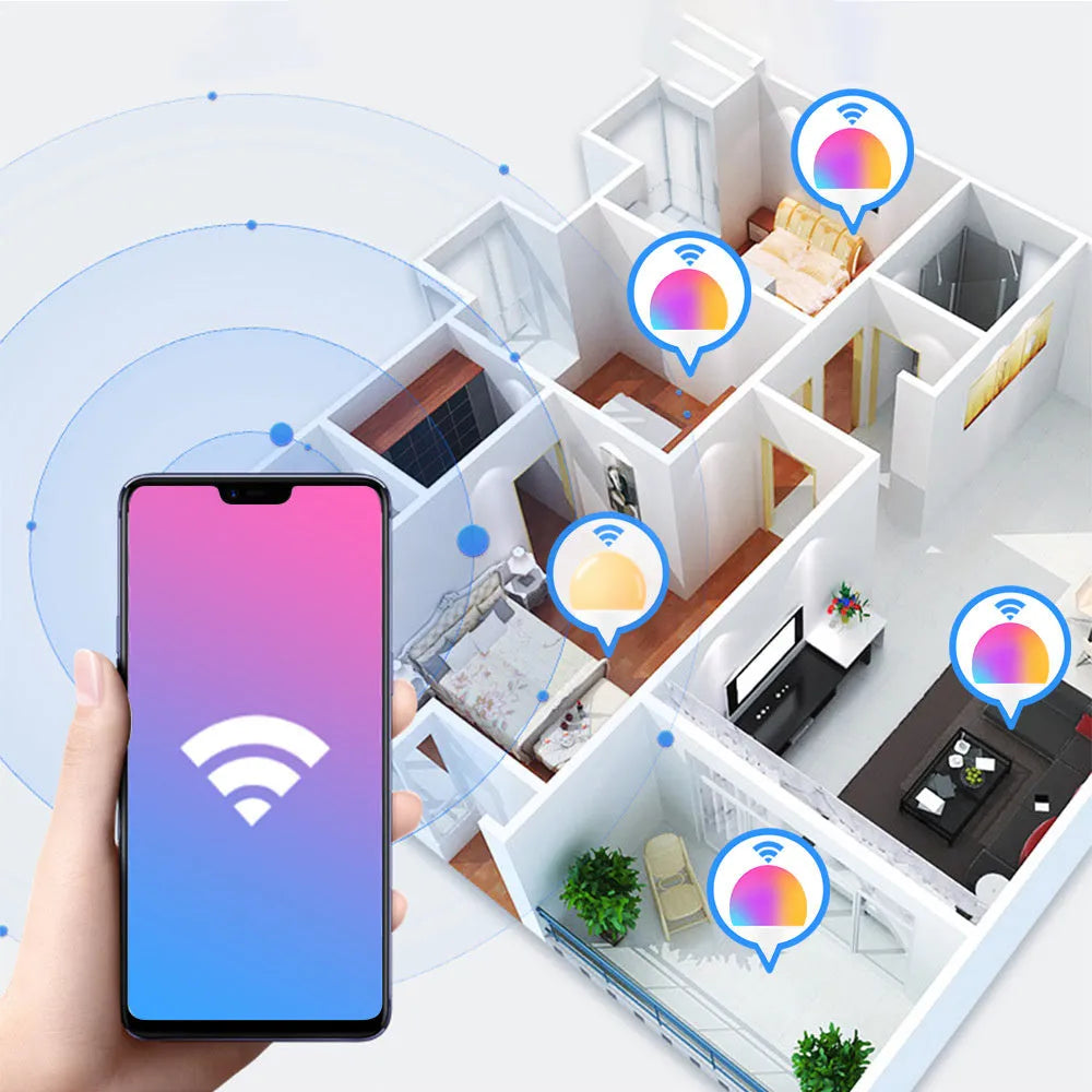 15W WiFi smart light bulb with RGB colour changing and dimmable white light