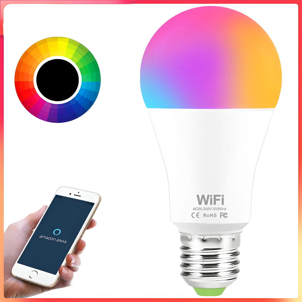 15W WiFi smart light bulb with RGB colour changing and dimmable white light