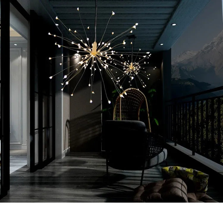 Solar-powered LED meteor shower lights hanging outdoors with warm white cascade lighting effect
