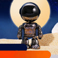 Silver remote control robot surveillance camera with wide angle lens showing rotation capability
